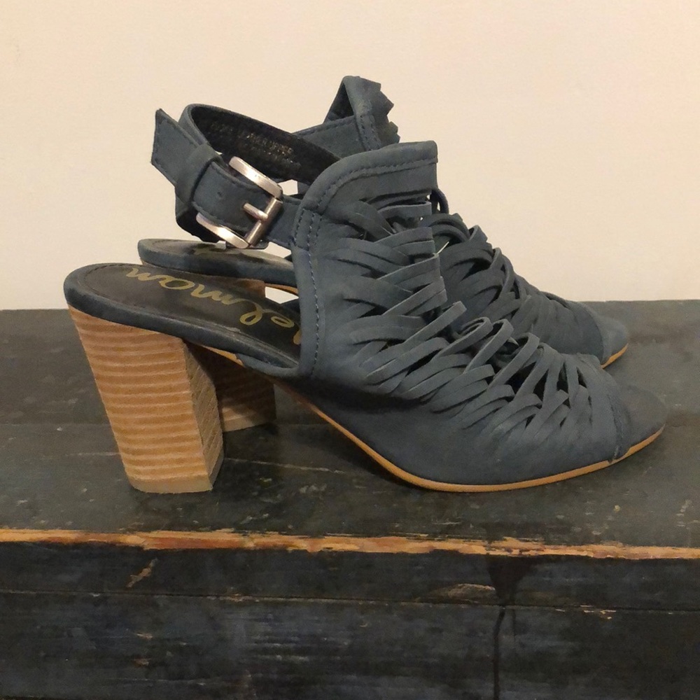 Sam Edelman teal ankle strap heel bootie